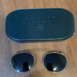 MOSCOT Gold Frame Sunglasses with Black Lenses